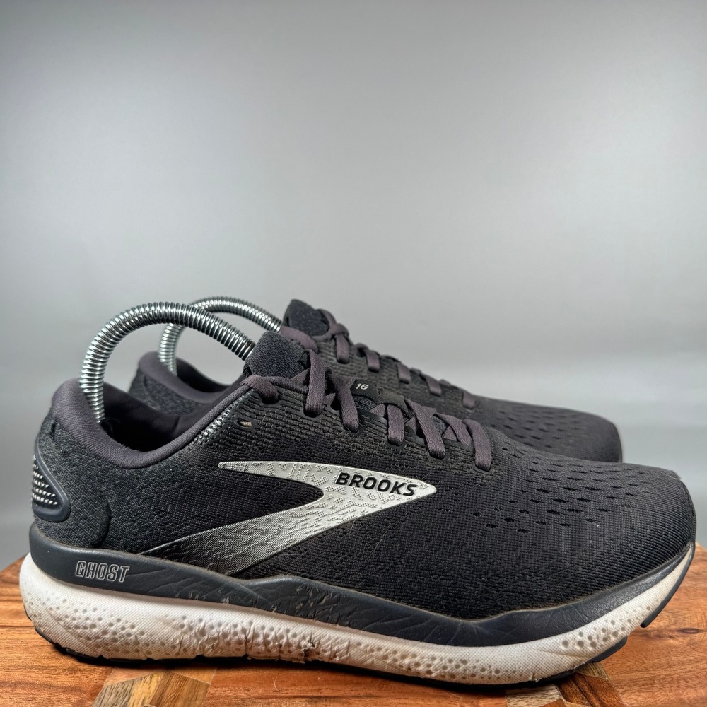 Brooks Ghost 16 Womens Running Shoes Black Silver 1204071B090 Size 9 Medium B